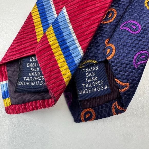 Paul Frederick - Men’s 100% Silk Neck Tie Lot of 2 Italian Silk Made USA - Picture 4 of 5